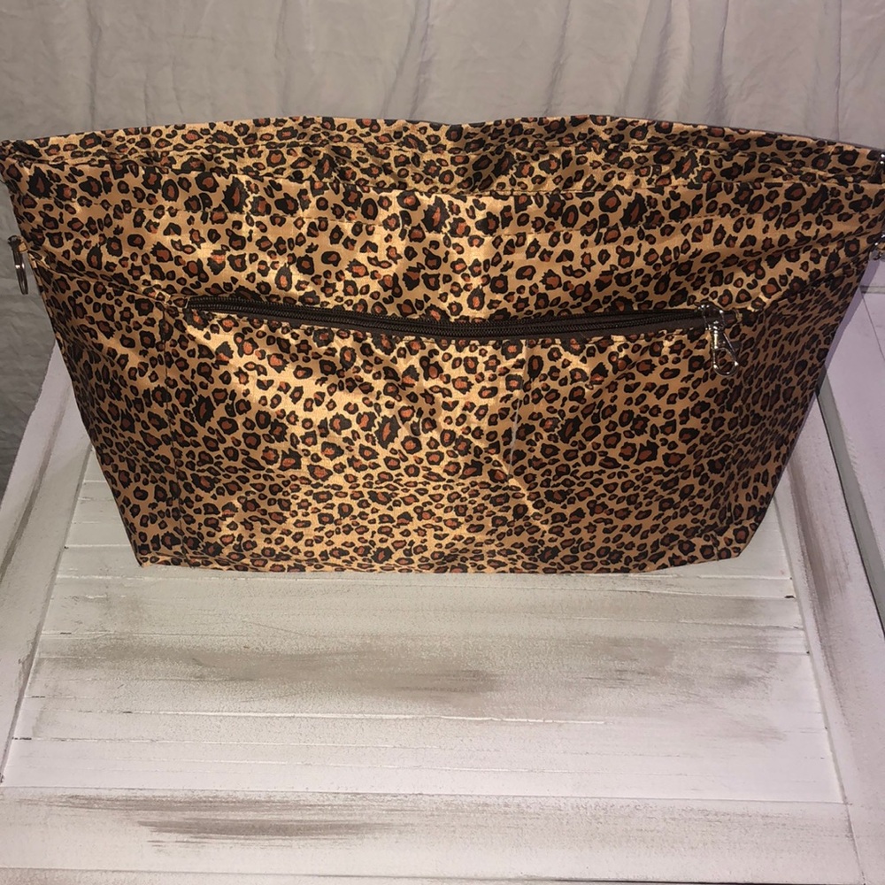 Extra large leopard tote purse organizer